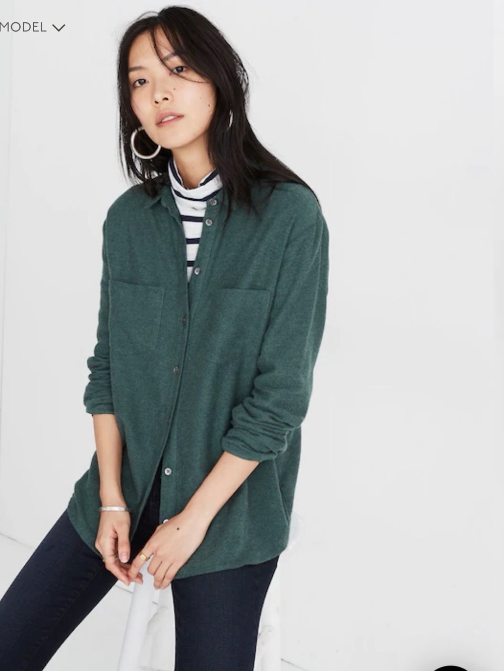 Madewell Flannel Sunday Shirt in Hunter Green